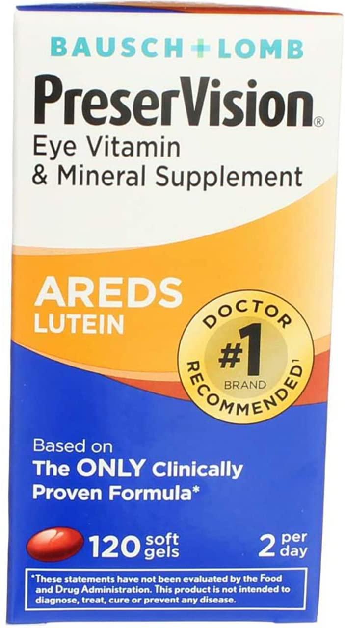 Bausch & Lomb PreserVision with Lutein 120 Soft Gels (Pack of 8)