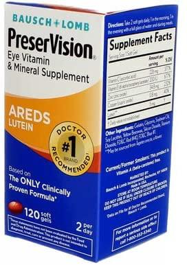 Bausch & Lomb PreserVision with Lutein 120 Soft Gels (Pack of 8)