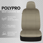 BDK PolyPro Seat Covers Full Set in Solid Beige – Front and Rear Split Bench Seat , Easy to Install for Auto Trucks Van SUV Car