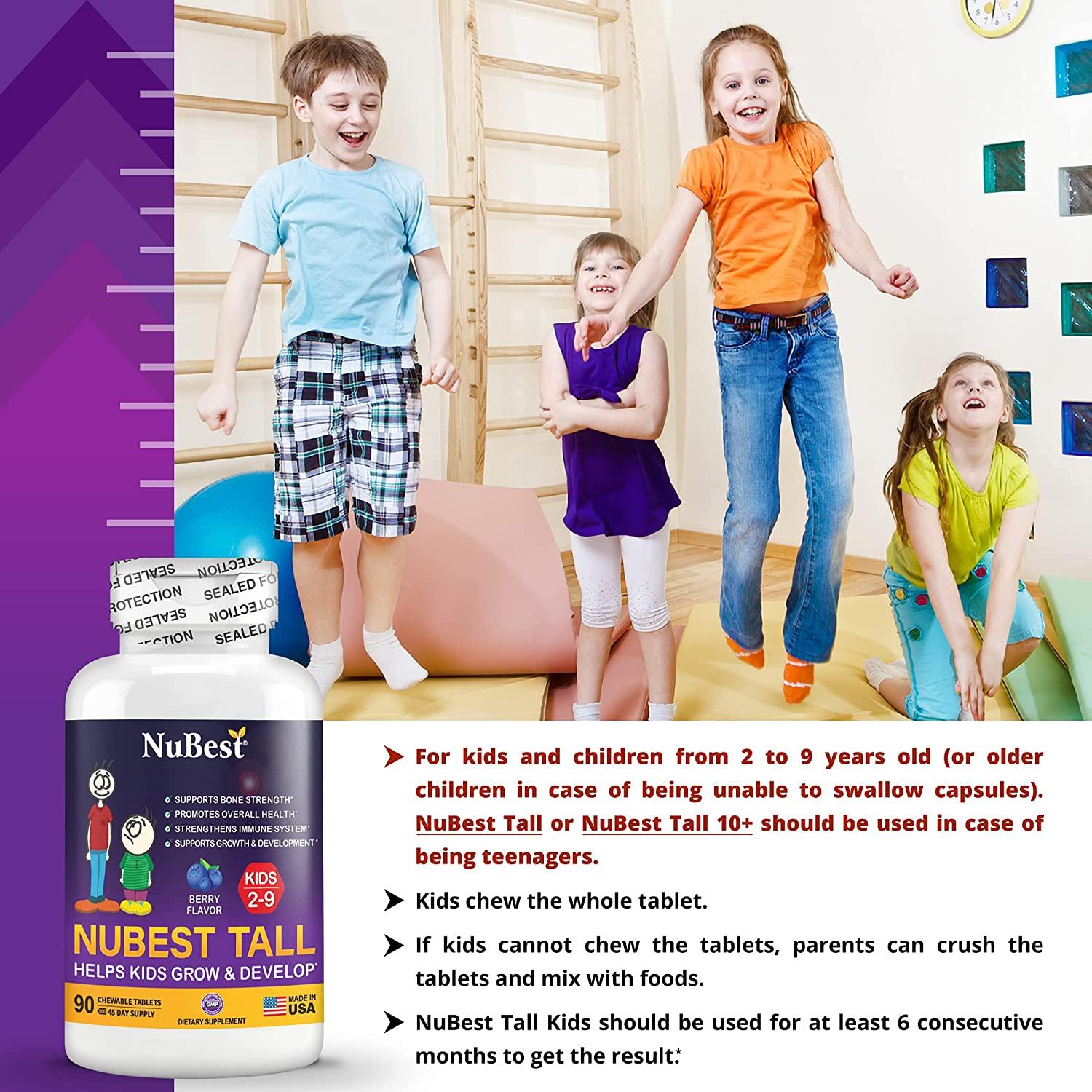 NuBest Tall Kids - Helps Kids Grow & Develop Healthily - Immunity & Bone Strength Support - Multivitamins & Minerals for Kids Ages 2 to 9 - 90 Chewable Berry Tablets - Fun Animal Shapes (Pack of 6)