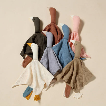 Goose Lovey Muslin Cotton Baby Blanket, Soft Breathable Lovies for Babies, Muslin Fabric for Comfortable Sleep & Play(Black Green)