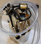 Portable Cow Bucket Milker Station w/ 25 Liter SS Milk Pail Tank+Lid/Rubber Liner+Pulsator L80+Milk Claw Cluster+MilShells Teat-Cups+Liners+ Clear PVC Milk Air Hoses get in Vacuum line to Milk