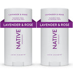 Native Deodorant | Natural Deodorant for Women and Men, Aluminum Free with Baking Soda, Probiotics, Coconut Oil and Shea Butter | Lavender &amp; Rose - Pack of 2