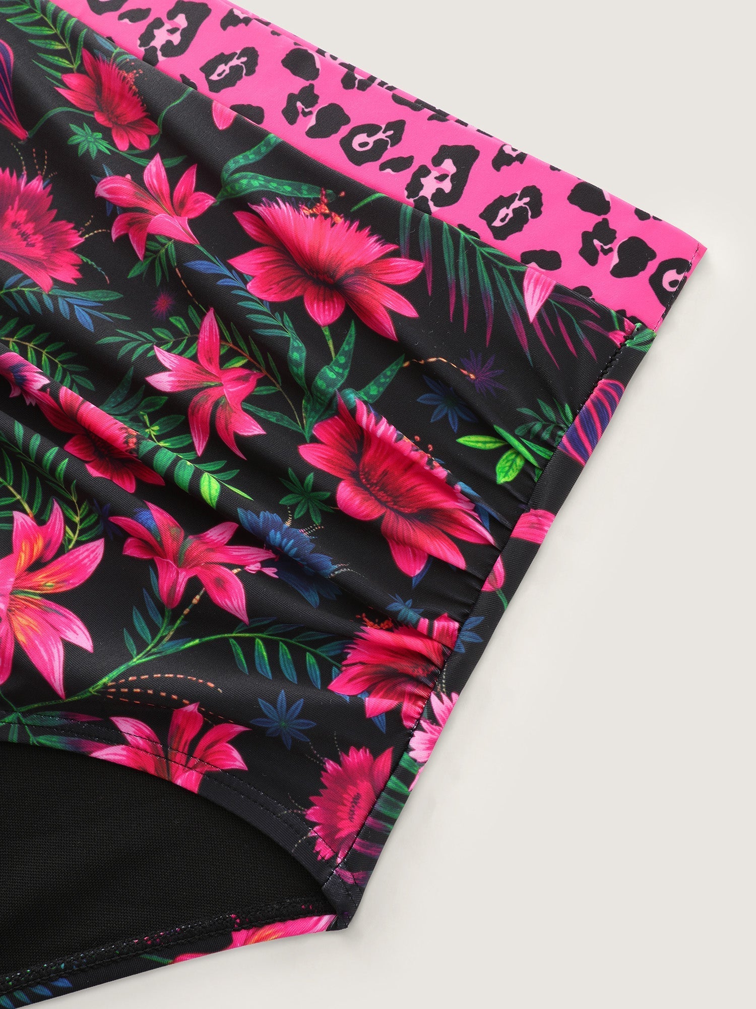 Tropical Floral Print Pockets Swim Dress
