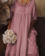short sleeve cotton crew neck dresses