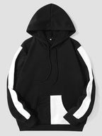 mens contrast side stripe patchwork hoodie casual two pieces outfits