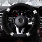 Achiou Rhinestone Fluffy Steering Wheel Cover - Comfortable Non-Slip Luxury Faux Wool, Universal Fit for 14.5" to 15" Steering Wheels