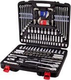 Power 200 Piece 1/4-inch, 3/8-inch, and 1/2-inch Drive Mechanics Tool Set - with SAE and Metric Socket Set, Power XT 90 Tooth Seal-Head Ratchets, including Case - 642472
