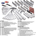 Power 200 Piece 1/4-inch, 3/8-inch, and 1/2-inch Drive Mechanics Tool Set - with SAE and Metric Socket Set, Power XT 90 Tooth Seal-Head Ratchets, including Case - 642472