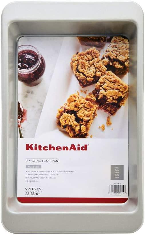 KitchenAid Nonstick Aluminized Steel Rectangular Cake Pan, 9x13-Inch, Silver