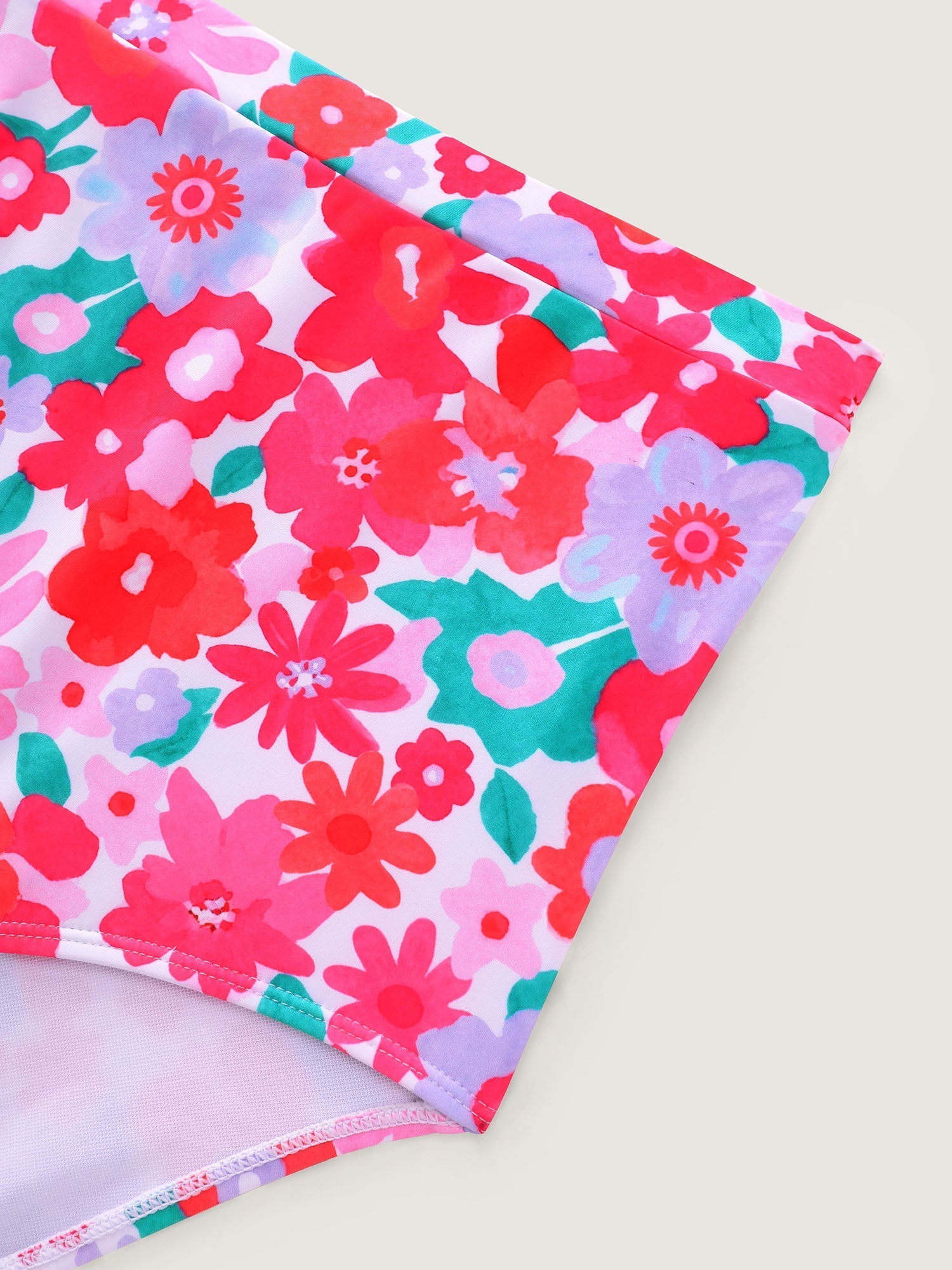 Floral Print Pockets Swim Dress