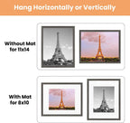 upsimples 11x14 Picture Frame Set of 5, Display Pictures 8x10 with Mat or 11x14 Without Mat,Wall Gallery Photo Frames, Metallic Gray