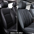 Coverado Leather Seat Covers Front, 2-Pack Universal Seat Covers for Cars, Waterproof Luxury Leatherette Car Seat Cushions, Auto Car Seats Protectors, Driver Seat Covers Fit for Most Vehicles Black