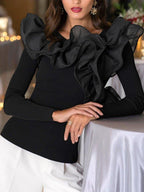 Fashion All-match Ruffled T-shirt