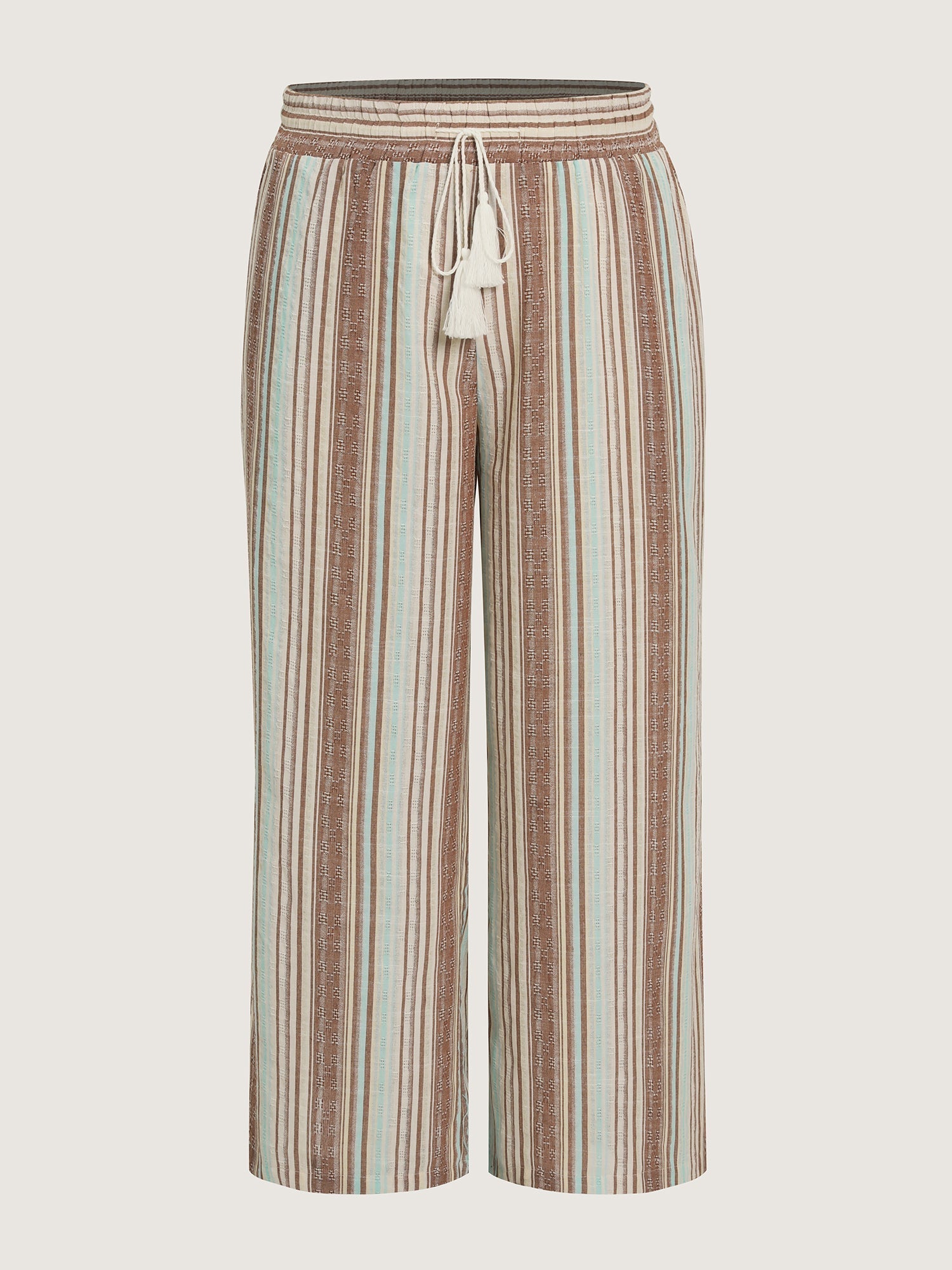 Striped Drawstring Tassels Wide Leg Pants
