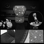 7Pcs/Set Car Decoration Kit, White Artificial Diamond Car Steering Wheel Cover, Center Console Cover Pad, Gear Shift Cover, Ignition Ring, Car Coaster