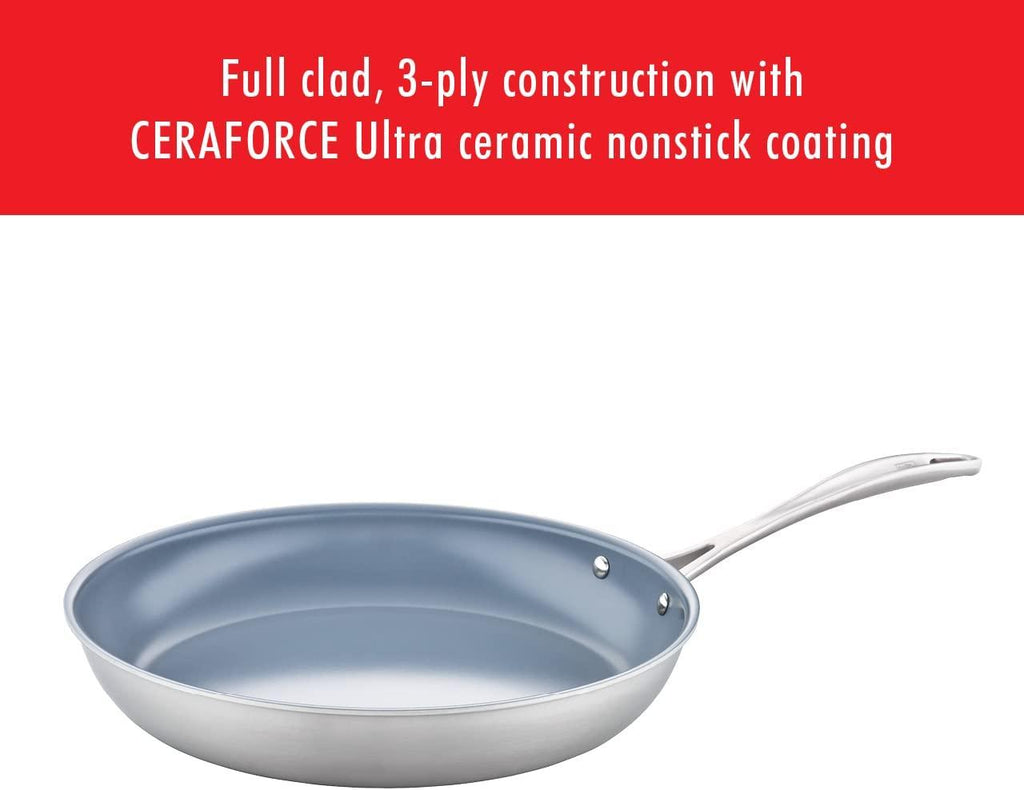 ZWILLING Spirit Non-Stick Fry Pan, 12-Inch Ceramic Fry Pan, Stainless Steel