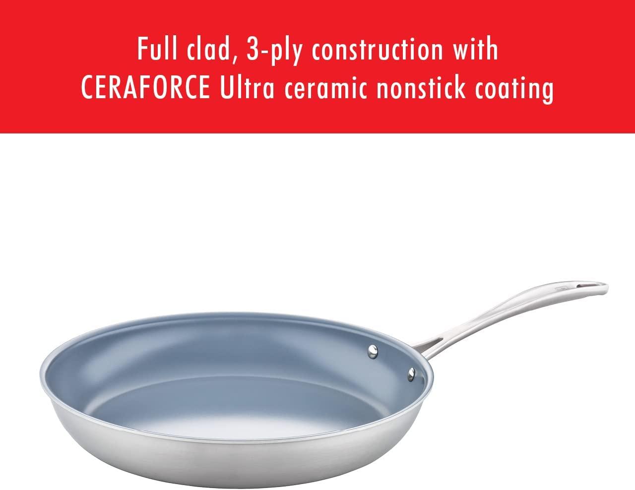 ZWILLING Spirit Non-Stick Fry Pan, 12-Inch Ceramic Fry Pan, Stainless Steel