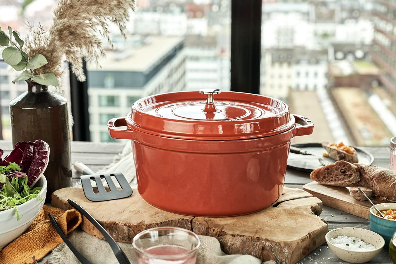 Staub Cast Iron 7-qt Round Cocotte - Burnt Orange, Made in France