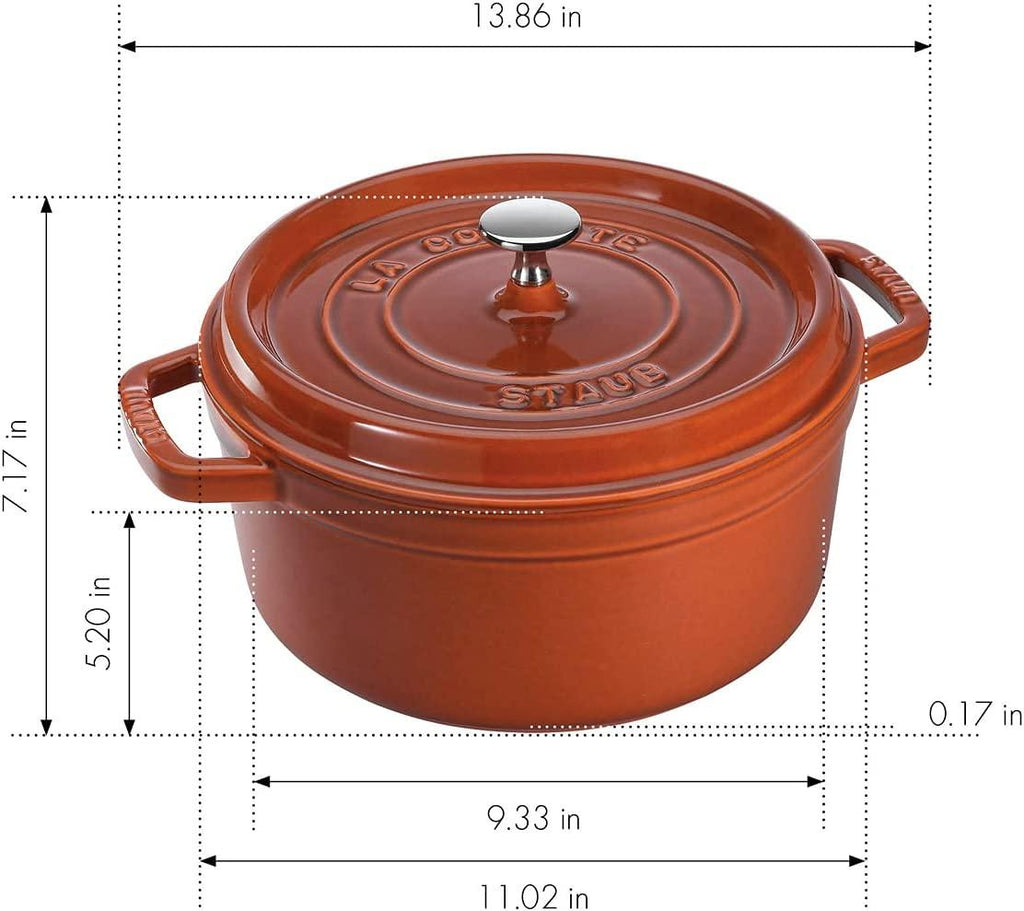Staub Cast Iron 7-qt Round Cocotte - Burnt Orange, Made in France