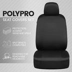 BDK PolyPro Seat Covers Full Set in Solid Black – Front and Rear Split Bench Covers, Easy to Install for Auto Trucks Van SUV Car