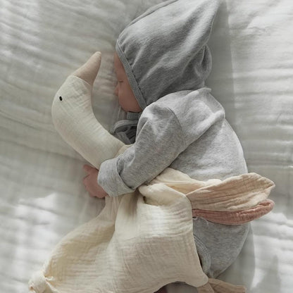 Goose Lovey Muslin Cotton Baby Blanket, Soft Breathable Lovies for Babies, Muslin Fabric for Comfortable Sleep & Play(Black Green)