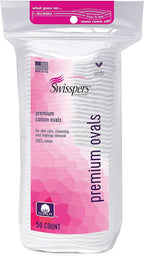 Swisspers Premium 100 Percent Cotton Ovals, Reclosable Bags, 50 Count Bags, 2 Pack (100 Count Total)