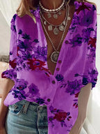 Floral Long Sleeve Casual Blouse