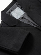 mens pure color lapel single breasted warm casual long woolen overcoats
