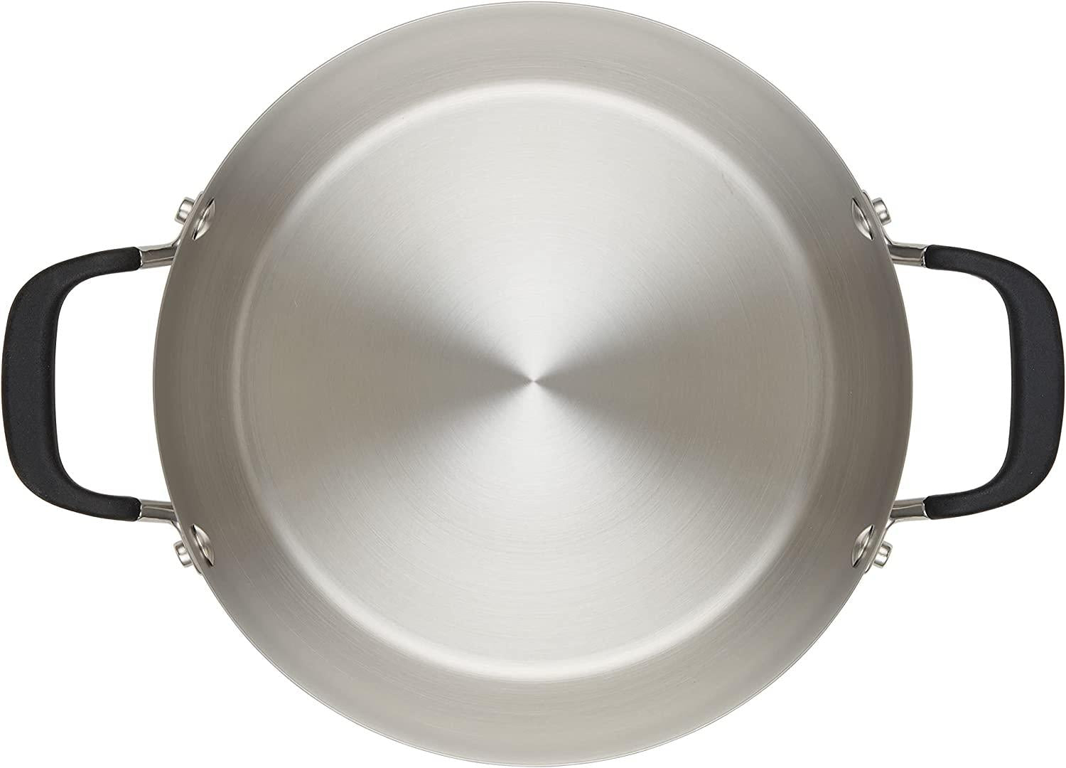 KitchenAid Stainless Steel Stockpot with Measuring Marks and Lid, 8 Quart, Brushed Stainless Steel