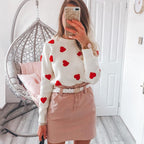 kawaii red heart sweater