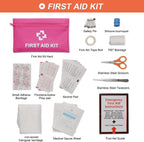 THINKWORK Car Emergency Kit for Teen Girl and Lady's Gifts, Pink Emergency Roadside Assistance kit with 10FT Jumper, First Aid Kit, Safety Hammer, Tow Rope, and More Ideal Pink Car Accessories Tool