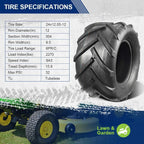 MaxAuto 2 Pcs Super Lug 24x12.00-12 24X12.00X12 Lawn Tractor Tires Very Wide 6 Ply Rated