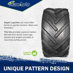 MaxAuto 2 Pcs Super Lug 24x12.00-12 24X12.00X12 Lawn Tractor Tires Very Wide 6 Ply Rated