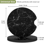 Nipichsha Car Cup Holder Coasters, Car Coasters for Cup Holders, 2 Pack Anti Slip Insert Coasters, Rubber Car Cup Mat with A Finger Notch, Cute Car Interior Accessories for Women Men(Black Marble)