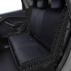 Flying Banner car seat Covers Protects Gray Leopard Printing Velvet Faux Leather Carbon Fiber Front and Rear Bench Full Set (Leopard Gray Black, Full Set - 8PCS)