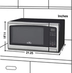 Willz WLCMJ411S2-10 Countertop Microwave Oven, 6 CooPrograms, LED Lighting Push Button, 1.1 Cu.Ft,  Steel