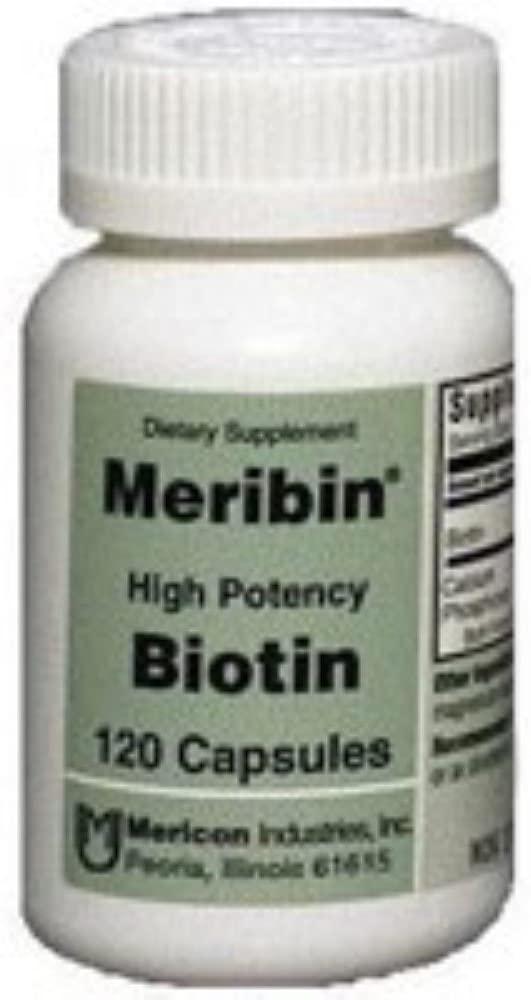 Meribin High Potency Biotin 5mg Supplement Capsules 120 ea (Pack of 7)