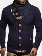 mens single breasted high neck cable knit warm casual cardigans