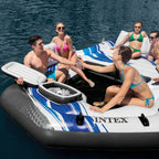 Adult 5 Seat Inflatable Tropical Island Lounging Pool Float, Blue (2 Pack)
