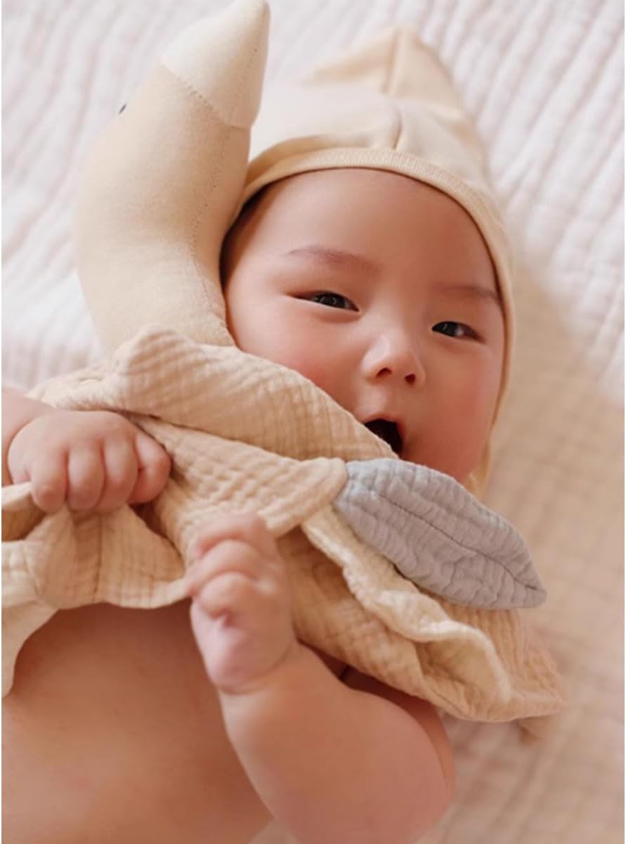 Goose Lovey Muslin Cotton Baby Blanket, Soft Breathable Lovies for Babies, Muslin Fabric for Comfortable Sleep & Play(Black Green)