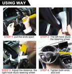 Tevlaphee Steering Wheel Lock Anti Theft Car Device Universal Car Theft Prevention Car Lock Adjustable Double Hook Emergency Hammer Window Breaker Self Defense Heavy Duty Secure (Yellow)