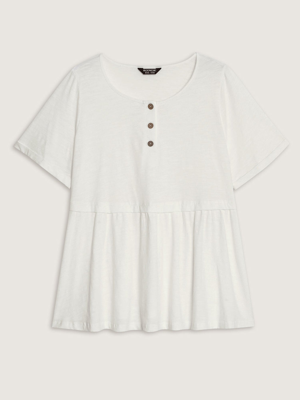 Pure Cotton Half Button Placket T-Shirt