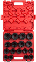 Sunex 4683, 3/4 Inch Drive Heavy Duty Impact Socket Set, 17-Piece, SAE, 1"-2", Cr-Mo Alloy Steel, Radius Corner , Dual Size Markings, Heavy Duty StoraCase
