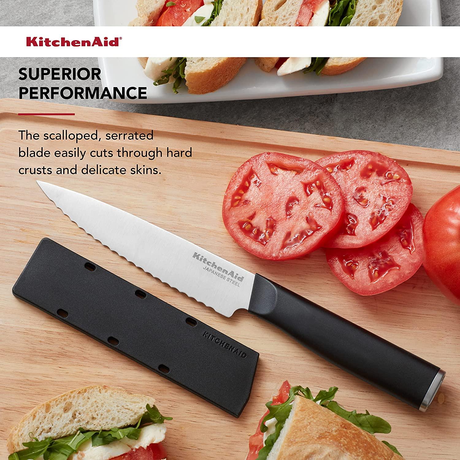 KitchenAid Classic Serrated Utility Knife, 5.5-Inch, Black