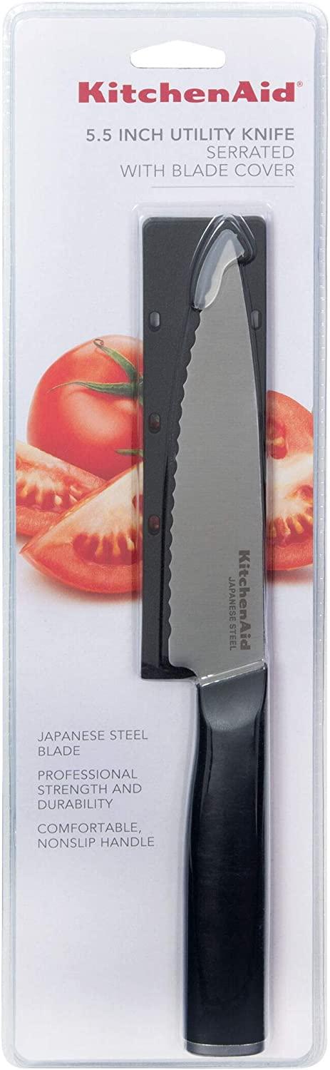KitchenAid Classic Serrated Utility Knife, 5.5-Inch, Black