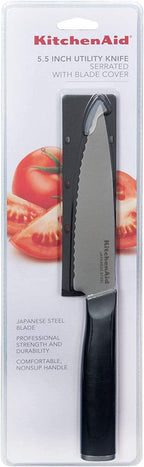 KitchenAid Classic Serrated Utility Knife, 5.5-Inch, Black