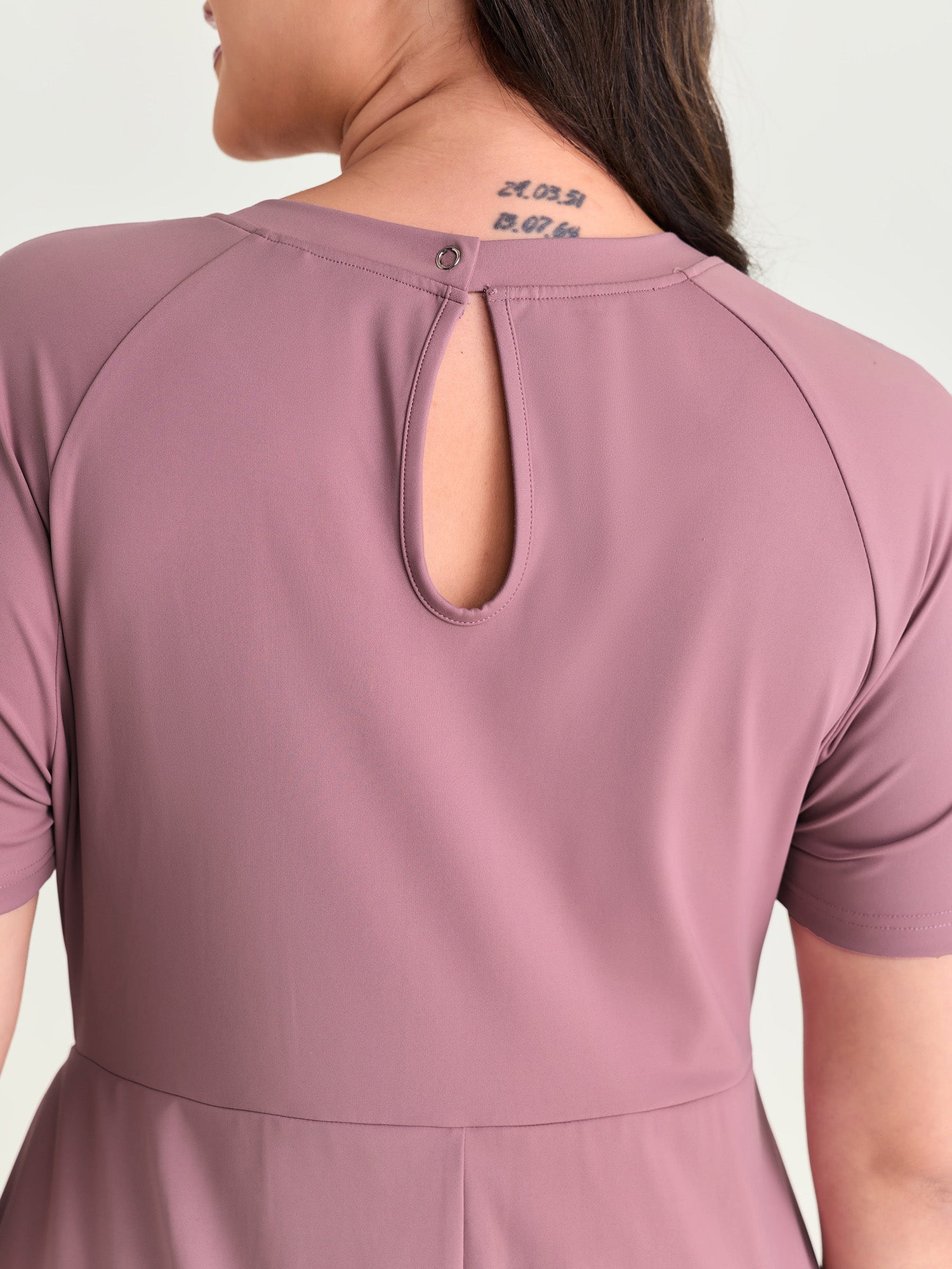 Raglan Sleeve Plain Round Neck Mini Dress