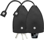 Car Key Case, 2PCS Creative Pull-Out Key Sleeve Keychain Bags, PU Leather Large-Capacity Protective Key Holder Hook (Black)