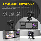 3 Lens Car Dashcm Car Camera Car Black Box 3 Camera Dash Cam Front,Inside,Rear,1080P